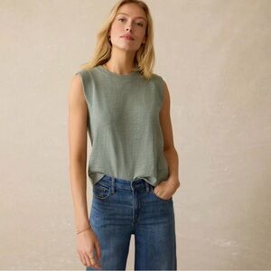 Faherty Sunwashed Sleeveless XL Organic Cotton KnitTop
